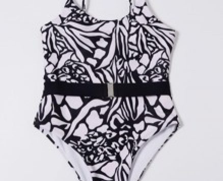 Allover Print Belted One Piece Swimsuit