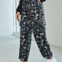 Allover Print Flap Pocket Sports Pants