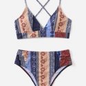 Allover Print High Waisted Bikini Swimsuit