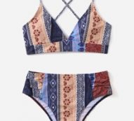 Allover Print High Waisted Bikini Swimsuit