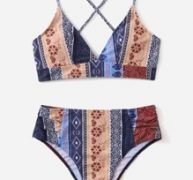 Allover Print High Waisted Bikini Swimsuit