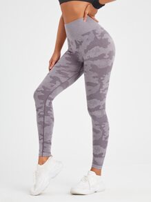 Allover Print Wide Band High Waist Sports Leggings