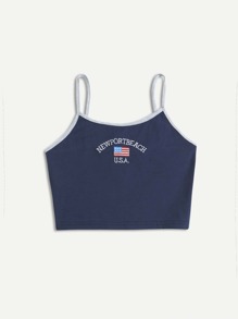 American Flag Embroidery Cami Top