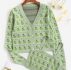 Apple Pattern Cardigan With Knit Cami Top