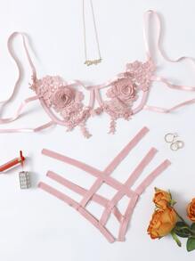 Appliques Cut-out Underwire Lingerie Set