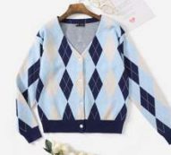 Argyle Pattern Button Front Cardigan