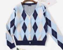 Argyle Pattern Button Front Cardigan