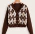 Argyle Pattern Button Front Cardigan