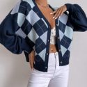 Argyle Pattern Button Up Cardigan