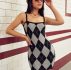 Argyle Pattern Cami Sweater Dress