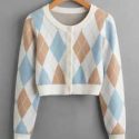 Argyle Pattern Cardigan