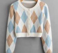 Argyle Pattern Cardigan