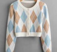 Argyle Pattern Cardigan