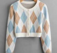 Argyle Pattern Cardigan