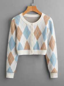 Argyle Pattern Cardigan