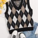 Argyle Pattern Knit Sweater Vest