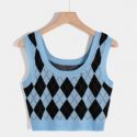 Argyle Pattern Knit Top