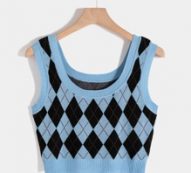 Argyle Pattern Knit Top