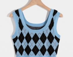 Argyle Pattern Knit Top