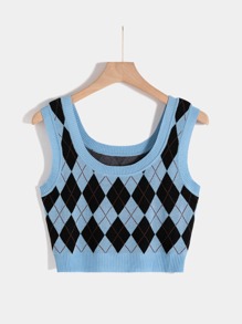 Argyle Pattern Knit Top