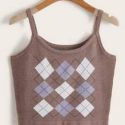 Argyle Pattern Knit Top