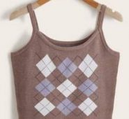 Argyle Pattern Knit Top