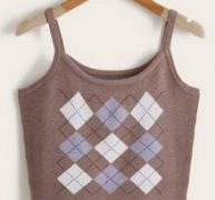 Argyle Pattern Knit Top