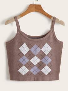 Argyle Pattern Knit Top