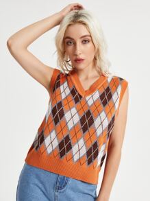 Argyle Pattern Sweater Vest