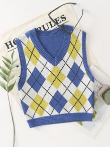 Argyle Pattern Sweater Vest