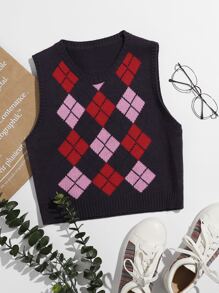 Argyle Pattern Sweater Vest