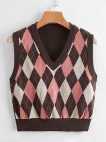 Argyle Pattern Sweater Vest