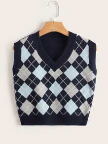 Argyle Pattern Sweater Vest