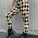 Argyle & Playing Card Print High Waist Leggings