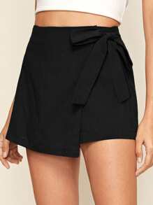 Asymmetrical Hem Wrap Knot Skort