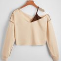 Asymmetrical Neck Crop Sweatshirt