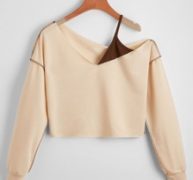 Asymmetrical Neck Crop Sweatshirt