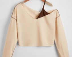 Asymmetrical Neck Crop Sweatshirt