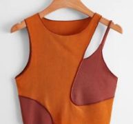 Asymmetrical Shoulder Stitch Trim Tank Top