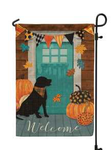 Autumn Dog & Pumpkin Print Garden Flag