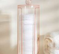 BASIC LIVING Exclusive Cotton Pad Organizer-Clear Peach Blush