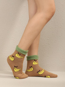 Banana Print Crew Socks