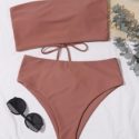 Bandeau High Waisted Bikini Swimsuit