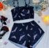 Bat Print Frill Trim Satin Cami Top & Shorts PJ Set