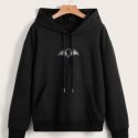 Bats Embroidery Drawstring Hoodie