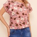 Batwing Sleeve Floral Print Top