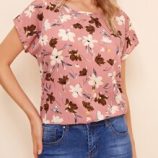 Batwing Sleeve Floral Print Top