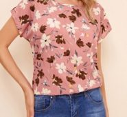 Batwing Sleeve Floral Print Top