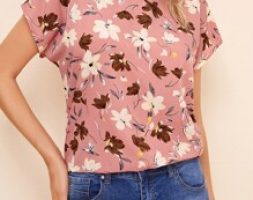 Batwing Sleeve Floral Print Top
