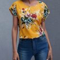 Batwing Sleeve Floral Print Top